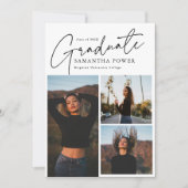 Modern Script Afstuderen 3 foto's Afstuderen Aankondiging (Voorkant)