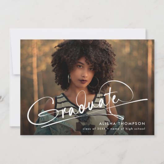 Modern Script Afstuderen 3 Photo Collage Afstudere Aankondiging (Voorkant)