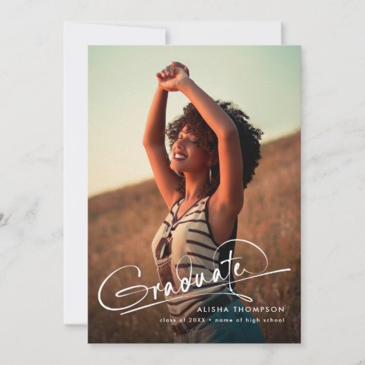 Modern Script Afstuderen 3 Photo Collage Afstudere Aankondiging (Voorkant)