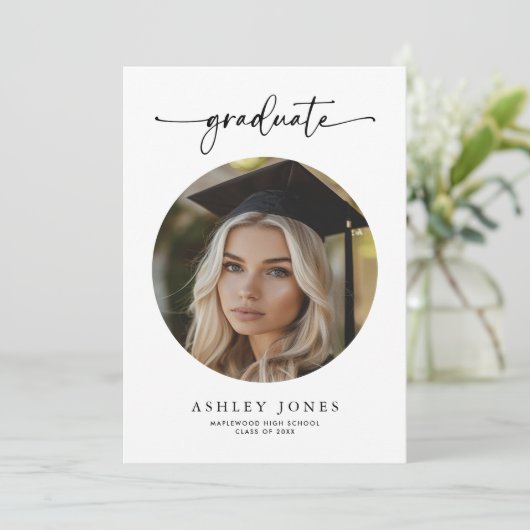 Modern Script Afstuderen 4 Fotocollage Afstuderen Kaart (Staand voorkant)
