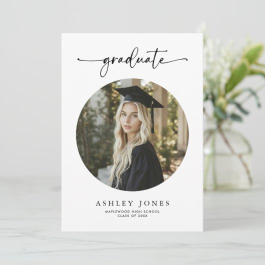 Modern Script Afstuderen 4 Fotocollage Afstuderen Kaart (Staand voorkant)