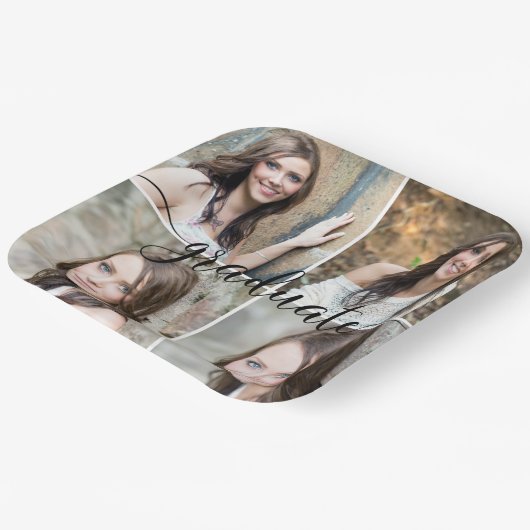 Modern script AFSTUDEREN 4 fotocollage Papieren Bordje (Gebogen)