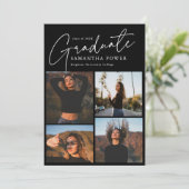 Modern Script Afstuderen 4 foto's Afstuderen Aankondiging (Staand voorkant)