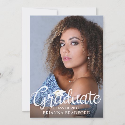 Modern script Afstuderen 5 aankondiging foto (Voorkant)