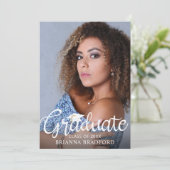 Modern script Afstuderen 5 aankondiging foto (Staand voorkant)