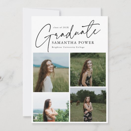 Modern Script Afstuderen 9 foto's Afstuderen Aankondiging (Voorkant)