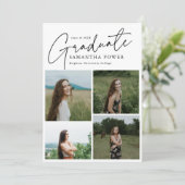 Modern Script Afstuderen 9 foto's Afstuderen Aankondiging (Staand voorkant)