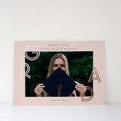 Modern Script Afstuderen Aankondiging Folie Kaart