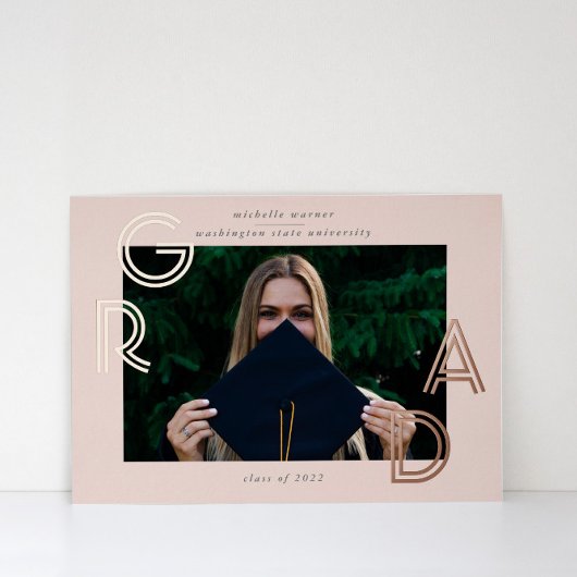 Modern Script Afstuderen Aankondiging Folie Kaart