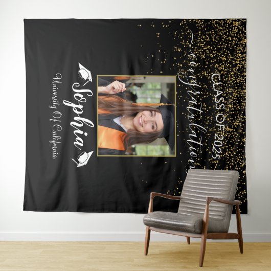 Modern Script Afstuderen Achtergrond | Afstuderen Wandkleed (In Situ (horizontaal))