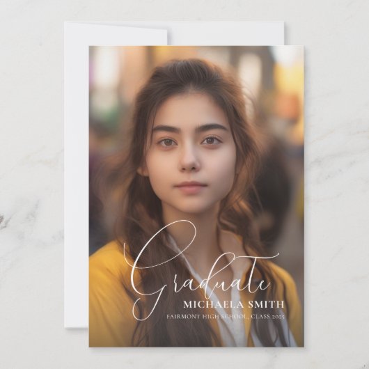 Modern script Afstuderen Afstuderen foto Aankondiging (Voorkant)