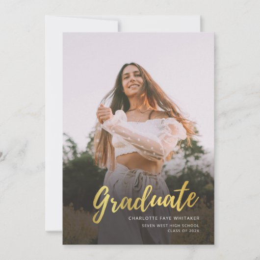 Modern script Afstuderen Afstuderen foto Aankondiging (Voorkant)