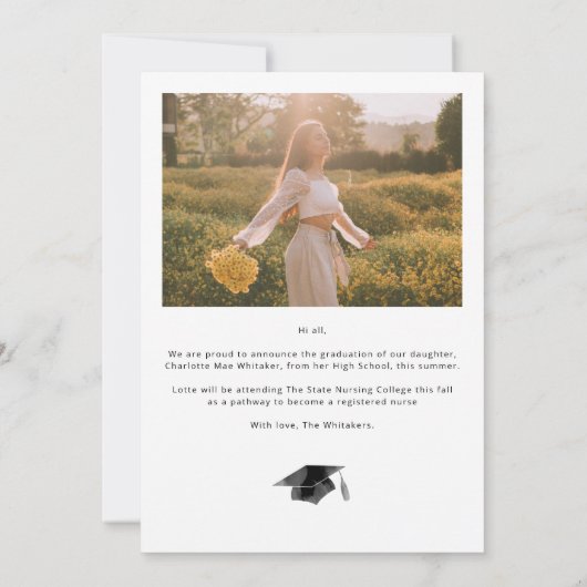 Modern script Afstuderen Afstuderen foto Aankondiging (Achterkant)