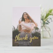 Modern script Afstuderen Afstuderen foto Bedankkaart (Staand voorkant)