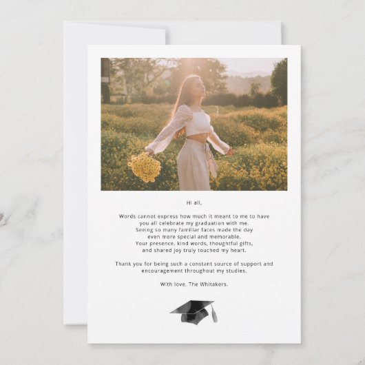 Modern script Afstuderen Afstuderen foto Bedankkaart (Achterkant)