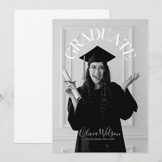Modern script Afstuderen Afstuderen foto Kaart (Voorkant / Achterkant)