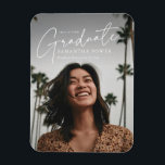 Modern script Afstuderen Afstuderen foto Magneet<br><div class="desc">Introductie van ons moderne script Afstuderen 2 foto's Afstuderen Aankondiging! Vier uw academische mijlpaal met hedendaagse elegantie en stijl. Deze uitnodiging is voorzien van een strak script lettertype en ruimte voor twee gekoesterde foto's, waardoor een gepersonaliseerd en modern ontwerp ontstaat. Of je nu afstudeert van de middelbare school, de universiteit...</div>