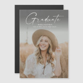 Modern script Afstuderen Afstuderen foto Magnetische Uitnodiging (Voorkant / Achterkant)