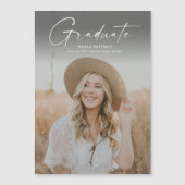 Modern script Afstuderen Afstuderen foto Magnetische Uitnodiging (Voorkant)
