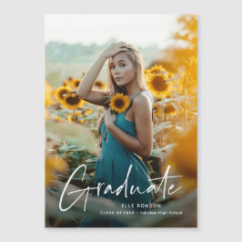 Modern script Afstuderen Afstuderen foto Magnetische Uitnodiging