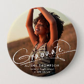 Modern script Afstuderen Afstuderen foto Ronde Button 4,0 Cm (Voorkant)