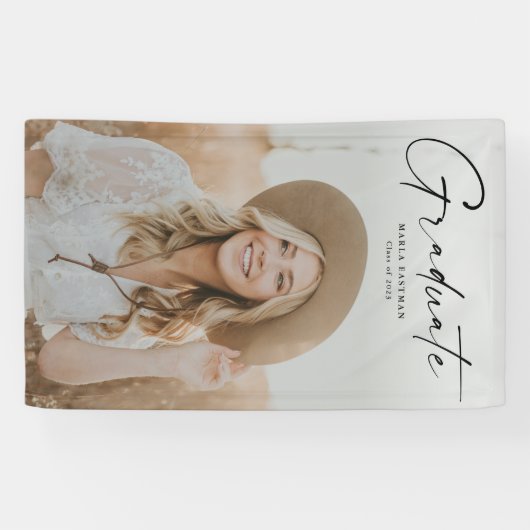 Modern script Afstuderen Afstuderen foto Spandoek (Horizontaal)