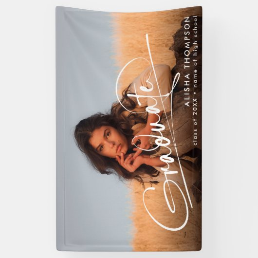 Modern script Afstuderen Afstuderen foto Spandoek (Verticaal)