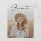 Modern script Afstuderen Afstuderen foto Uitnodiging Briefkaart (Voorkant)