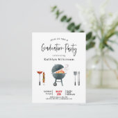 Modern script Afstuderen BBQ Party Invitation Briefkaart (Staand voorkant)