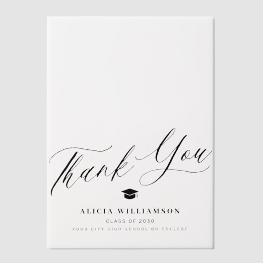 Modern script afstuderen bedankt overlay vellum uitnodigingen (Voorkant)