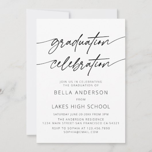 Modern Script Afstuderen Celebration Party Foto Kaart (Voorkant)