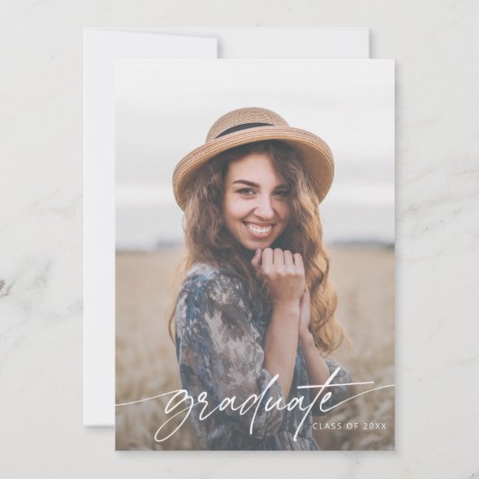 Modern Script Afstuderen Celebration Party Foto Kaart (Achterkant)