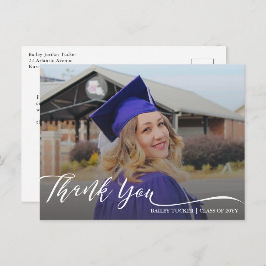 Modern Script Afstuderen Dank u wel Briefkaart (Voorkant / Achterkant)