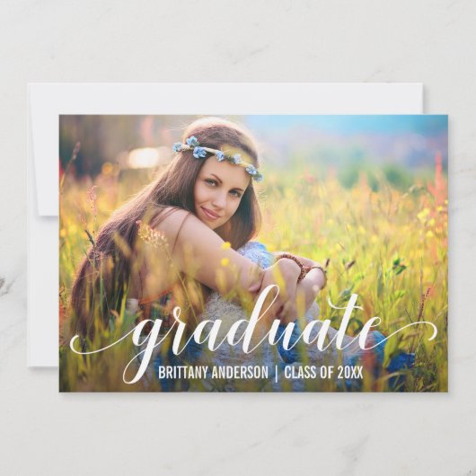 Modern script Afstuderen Foto Aankondiging (Voorkant)