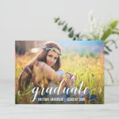 Modern script Afstuderen Foto Aankondiging (Staand voorkant)