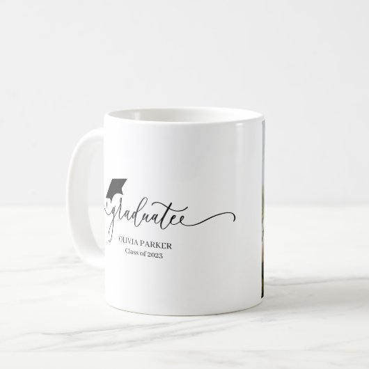 Modern script Afstuderen Foto Afstuderen Koffiemok (Voorkant links)