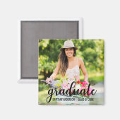 Modern Script Afstuderen Foto B Sq Magneet (Voorkant / Achterkant)