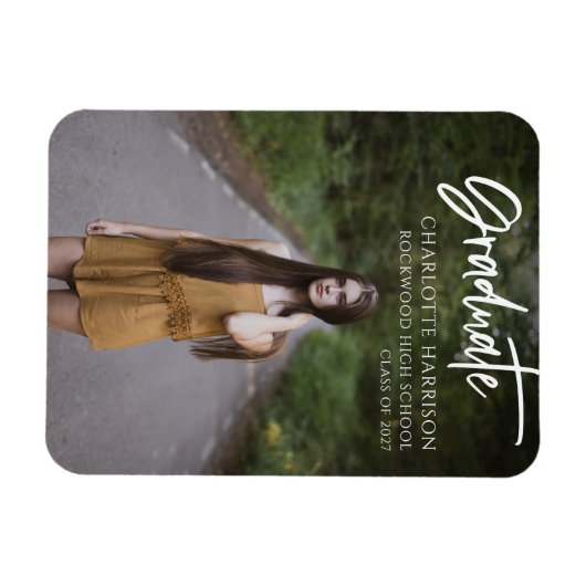 Modern Script Afstuderen Foto flexibel Magneet (Horizontaal)