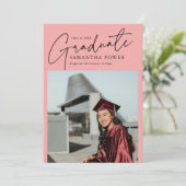 Modern Script Afstuderen foto geometrisch Afstuder Aankondiging (Staand voorkant)