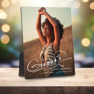 Modern Script Afstuderen Foto Gift Afstuderen Fotoplaat