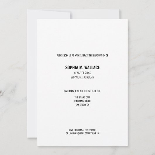 Modern script Afstuderen Foto Party Kaart (Achterkant)