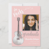 Modern Script Afstuderen Foto Pink Country Guitar Kaart (Voorkant)