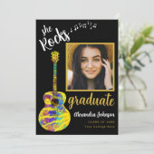 Modern Script Afstuderen foto psychedelische gitaa Kaart (Staand voorkant)