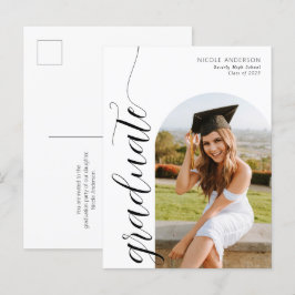 Modern script Afstuderen foto-uitnodiging Briefkaart