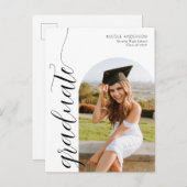 Modern script Afstuderen foto-uitnodiging Briefkaart (Voorkant / Achterkant)
