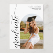 Modern script Afstuderen foto-uitnodiging Briefkaart (Voorkant)