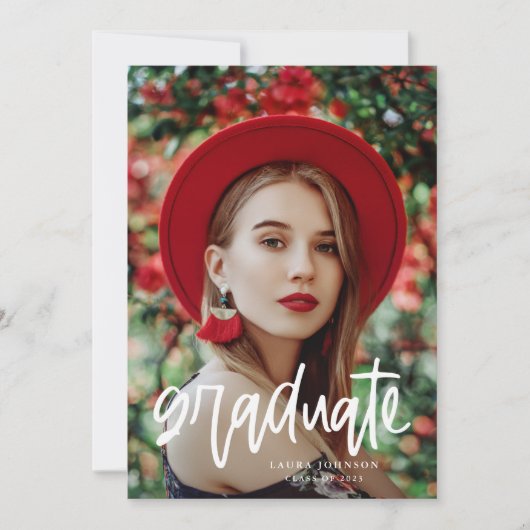 Modern Script Afstuderen Graduation Party Kaart (Voorkant)