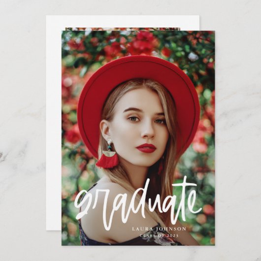 Modern Script Afstuderen Graduation Party Kaart (Voorkant / Achterkant)