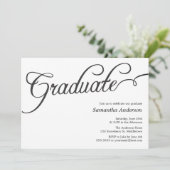 Modern Script Afstuderen Invitation - zwart Kaart (Staand voorkant)