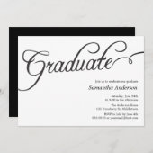 Modern Script Afstuderen Invitation - zwart Kaart (Voorkant / Achterkant)